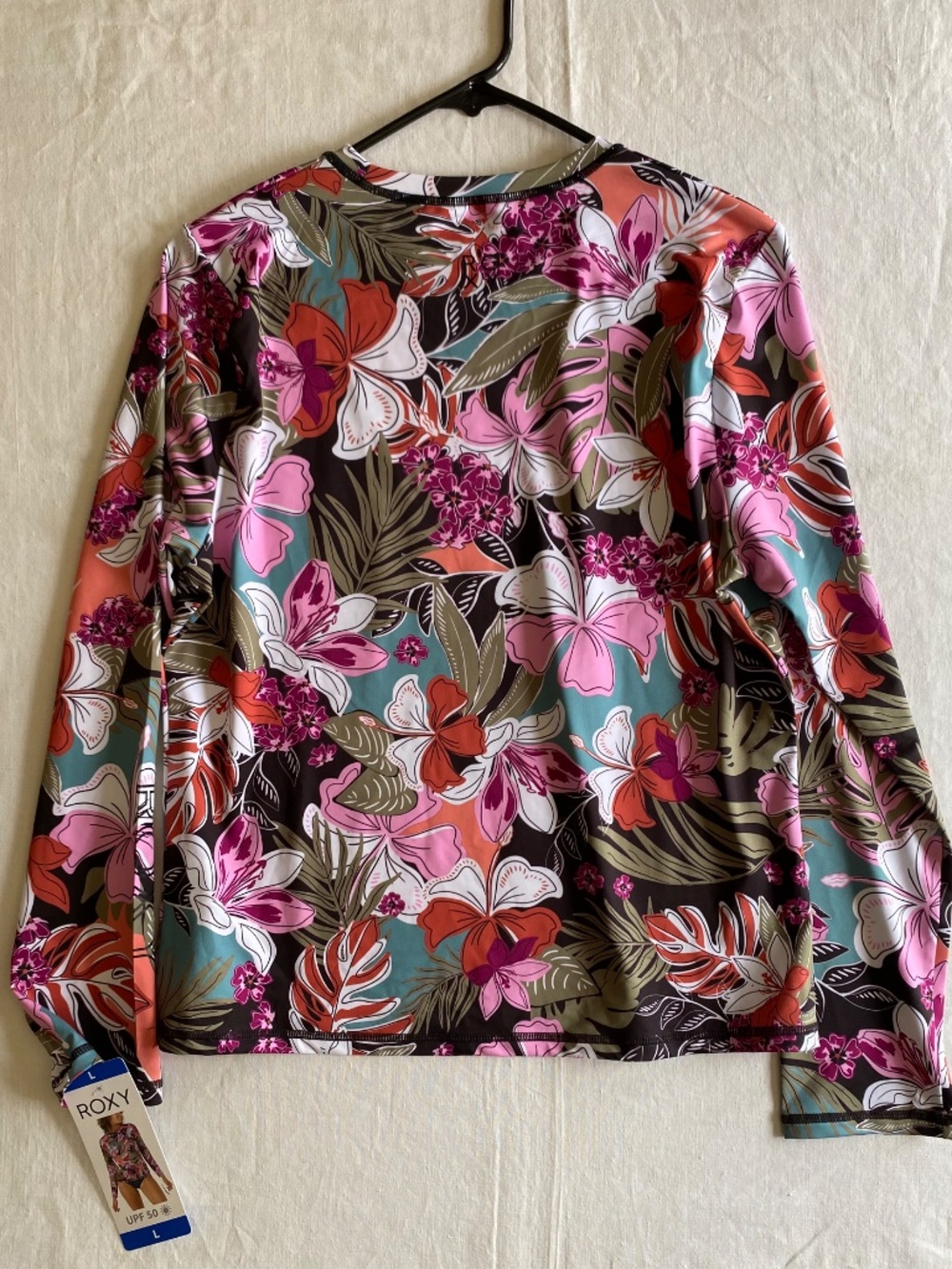 Roxy Women's Rash Guard Multicolor Floral Pattern UPF 50+ Size Large - Picture 7 of 13